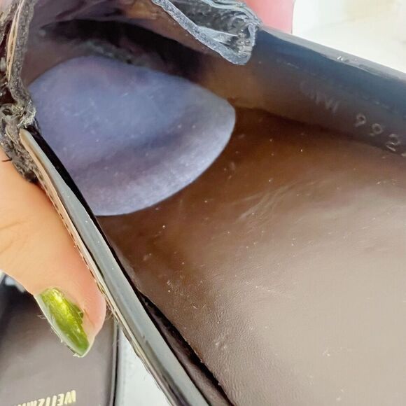 Stuart Weitzman Black Patent Leather Loafer Mules Buckled Slide Women's Size 6 - Picture 6 of 8